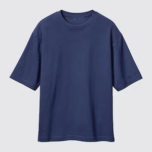 AIRism Camiseta de algodón de gran tamaño Media manga Ringer AIRism Camiseta de algodón de gran tamaño - Product Image 5