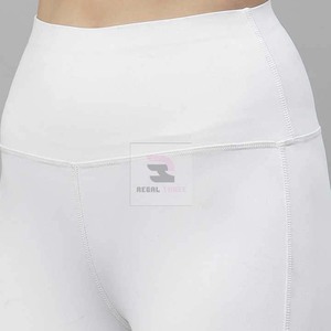 Leggings de mujer con logotipo personalizado Leggings de algodón 100% Talle alto para mujer - Product Image 5