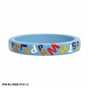 Conjunto de Brazaletes de Resina Azul Hechos a Mano, Brazaletes Apilables con Estampado de Letras Coloridas Retro para Mujer, Conjunto de Joyería de Tipografía Gruesa de 3 Piezas - Product Image 3