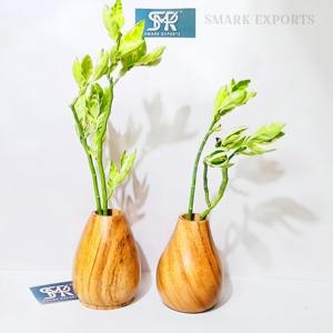 Florero de madera hecho a mano, maceta sostenible para plantas de interior, decoración al aire libre, aspecto natural rústico para una vida verde elegante - Product Image 1