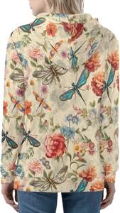 เสื้อมีฮู้ดแบบมีซิปสำหรับผู้หญิงผ้าฝ้าย100% แขนยาวคอกลมพิมพ์ลายสีแนวลาดเอียงสวมใส่สบายดีไซน์ใหม่ - Product Image 4