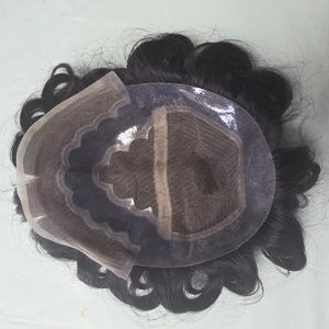 Perruque Lace Front en Cheveux Humains pour Hommes avec Ondulations Naturelles et Styles Raides Crépus - Patchs de Cheveux Indiens Doux - Product Image 1