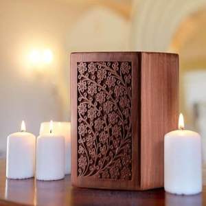Pet Urn for Ashes <b>Keepsake</b> Carved Rosewood <b>Box</b> Pet Urn in Natural Reddish-Brown Color - Product Image 6