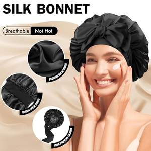 หมวกคลุมผมผ้าซาตินสองชั้นสำหรับทุกเพศหมวกคลุมผมสุดหรูยืดหยุ่นสำหรับใช้ในเวลากลางคืนนุ่มและระบายอากาศได้ดีสำหรับการเดินทางและปาร์ตี้ - Product Image 4