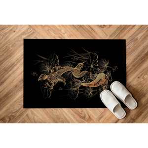 Alfombras con Símbolos Asiáticos de Carpas Koi y Lotos, Alfombra de Carpas Koi, Alfombra Estampada, Alfombra Suave con Pelo Largo - Product Image 5