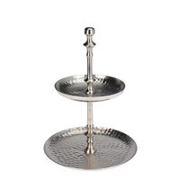 Support à gâteau en aluminium à 2 niveaux, plaqué cuivre antique, pour mariage, anniversaires, support à gâteau décoratif, support d'exposition fait à la main