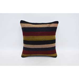 Multicolor Kilim Patchwork Wool Pillow 18x18 Decorative <b>Cushion</b> Vintage <b>Fluffy</b> Leaves Woven <b>Fluffy</b> Leaves Woven <b>Fluffy</b> Leaves - Product Image 1