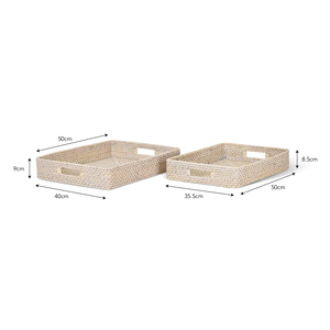 Plateau rectangulaire en rotin Lot de 2 plateaux de rangement ménagers respectueux de l'environnement fabriqués au Vietnam Vente en gros durable et magnifique - Product Image 2