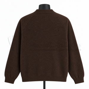 Cárdigan de punto grueso con cuello en V para hombre, suéter con botones y mangas raglán, con bolsillos, ropa exterior informal de otoño, color marrón liso - Product Image 2