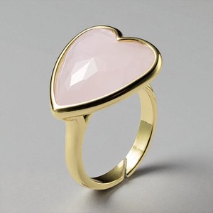 Rose Quartz Heart Chunky <b>Rings</b> - Bezel Gemstone <b>Statement</b> <b>Ring</b> - 925 Silver Plain Band <b>Ring</b> <b>for</b> <b>Women</b> - Product Image 1
