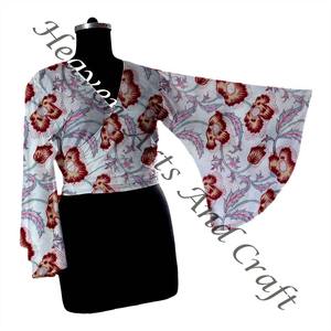 Chemisiers pour femmes haut en tissu de coton de style ancien pour femmes et filles disponible en couleur mixte et taille libre manches cloche fête décontractée - Product Image 4