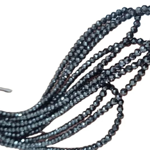 Perles de diamant à facettes en moissanite noire de 3mm, perles de moissanite, grade AAA, 16 pouces pour collier, bracelet et mangalsutra en diamant - Product Image 1