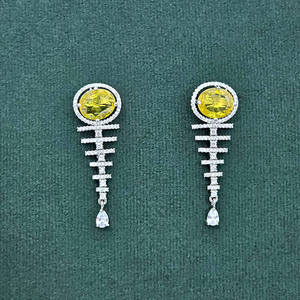 Exclusive Collection of American Diamond Trendy Dangle <b>Earrings</b> with <b>Rhodium</b> Plating Stunning Fashion Accessory - Product Image 1