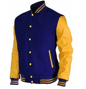 2024 vestes d'université personnalisées pour hommes avec manches vertes blanches tissu en cuir de laine respirant pour l'hiver-veste de baseball Letterman - Product Image 3