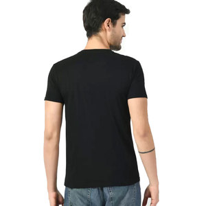 Camiseta de Hombre, Talla Grande, Azul Sólido, 100% Algodón, Manga Corta, Cuello Redondo, Informal, Tejida, Transpirable, Largo Regular - Product Image 5