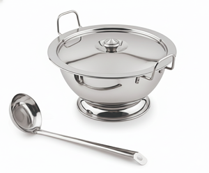 Soupière isotherme en acier inoxydable avec poignée au design classique et louche de service, comprenant un couvercle - Accessoires métalliques - Product Image 2