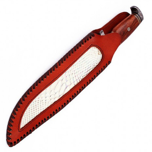 Cuchillo de caza de acero D2 hecho a mano personalizado con mango de madera, cuchillo Bowie de alto pulido con Funda de cuero. - Product Image 4