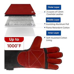 Nouveau dernier Design général Porpose sécurité soudeur gants de travail A Grade cuir de vachette fendu résistant à la chaleur gants de travail de soudage - Product Image 5