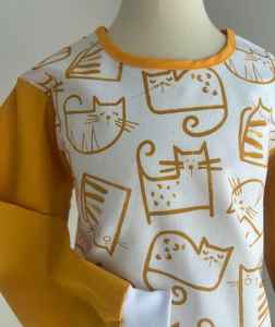 ชุดเสื้อคลุมศิลปะแขนยาวสำหรับเด็กผ้ากันเปื้อนกันน้ำลายแมวตลกสีเหลืองสีดำผ้ากันเปื้อนสำหรับทาสีและทำอาหาร - Product Image 2