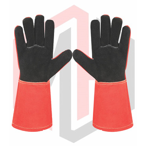 Gants de travail de soudage laser TIG MIG de qualité supérieure, 7 oz, 16 pouces, texturés, résistants aux déchirures, anti-chimiques, en cuir rouge de sécurité, résistants à la chaleur - Product Image 5