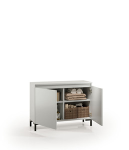 Terraneo Modern Wood Compact <b>Sideboard</b> with Metal Handles and Doors/Shelves for Living Room Organization - Product Image 2