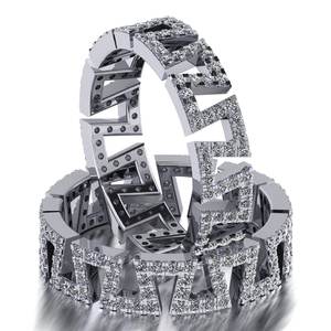 VVS Moissanite V Shape Eternity Band para damas Original Sterling Silver 925 Rodium Plated para bodas y fiestas - Product Image 3