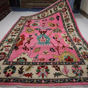 พรมปูพื้นลายดอกไม้สีชมพู8x11ทันสมัยผ้าฝ้ายทำมือดีไซน์อินเดียตกแต่งบ้านห้องนั่งเล่น1ชิ้นจากโรงงานโดยตรงเป็นมิตรกับสัตว์เลี้ยง - Product Image 1