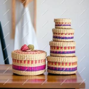 Conjunto de Cesta Anidada Vintage de Decoración Simple Hecha a Mano, Mini Cajas de Regalo de Almacenamiento de Joyas, Estilo de Arte Colorido - Product Image 6