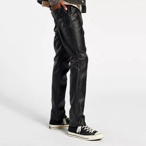 Pantalon en cuir décontracté pour hommes de haute qualité Impression de logo personnalisé Tissu PU léger Taille moyenne Hiver Dernier design en gros - Product Image 4