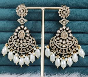 Luxury Premium Quality <b>Earrings</b> For Women Polki <b>Earrings</b> For Party Wear Indian Traditional <b>Dangle</b> <b>Pearl</b> Drop <b>Earrings</b> - Product Image 6
