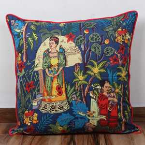 Japanese Figure Design Colorful Style Floral Printed Indian Cotton Pure Cotton <b>Cushion</b> Cover Cotton <b>Cushion</b> CoverQ56 - Product Image 4