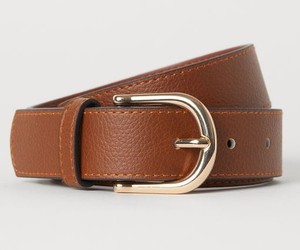 Cinturón de cuero marrón para mujer con hebilla redonda dorada Cinturón de cintura informal de moda - Product Image 1