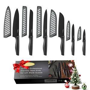 ชุดมีดทำครัวมาร์โก อัลมอนด์ 12 ชิ้น พร้อมปลอกมีดสีดำ - Product Image 1