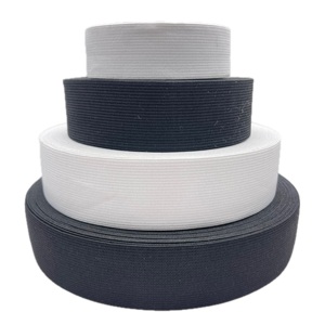 High Elasticity 15mm-60mm Custom Black/White Woven Ribbon Knitted Braided Elastic Skinny Band Factory Wholesale Webbing <b>Bags</b> - Product Image 5
