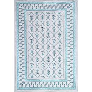 Turquoise Blue 100% Cotton Classic <b>Floral</b> Single Bedsheet Set with 1 Pillow Cover (BSB1103) - Product Image 3
