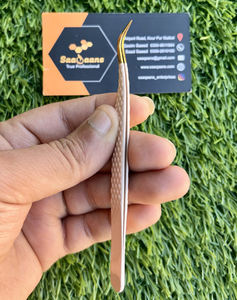 Pince à cils Beige personnalisée de haute qualité avec pointe en fibre d'acier inoxydable outils de cils de marque privée - Product Image 5