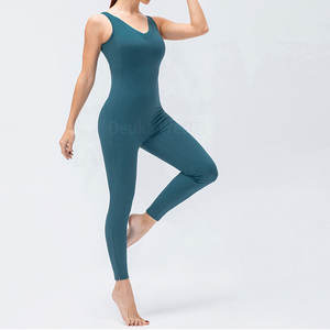 จั๊มสูทโยคะเอวสูงสั่งตัดได้ตามขนาดสำหรับผู้หญิง ผลิตจากโพลีเอสเตอร์ ทรงเข้ารูป ยืดหยุ่นได้ ไม่มีแขน เหมาะสำหรับฤดูร้อน - Product Image 5