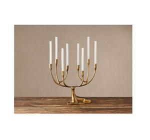 Juego de Portavelas de Metal Dorado de Lujo con Elegante Diseño Floral, Decoración Navideña Ecológica para el Hogar, Centro de Mesa - Product Image 1