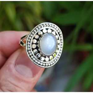 925 Sterling Silver Handmade Boho <b>Statement</b> <b>Ring</b> Natural Moonstone Oval Romantic High Birthday Anniversary Gift for Women - Product Image 6