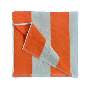 ผ้าขนหนูชายหาดผ้าฝ้ายแท้ลายทางสีส้มและสีขาวซึมซับน้ำเทอร์รี่คาบาน่าแบบมีเอกลักษณ์ - Product Image 1
