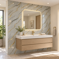 Panneau mural WYRAX en PVC ignifuge, aspect marbre blanc-gris brillant avec veines dorées, pour salle à manger, salon, hôtel, murs décoratifs