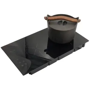 Vidrio negro 30cm construido en doble encimera Cocina de Inducción con enchufe