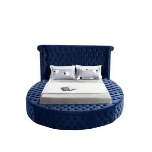 डबल आकार फ्रेम अल्ट्रा राजा दौर प्राचीन मंच गुच्छेदार लक्जरी डिजाइन आधुनिक अप-holstered बेड