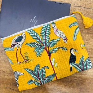 Sac à main en coton imprimé bleu clair, housse vintage pour ordinateur portable, protection quotidienne imperméable au bureau, design simple - Product Image 3