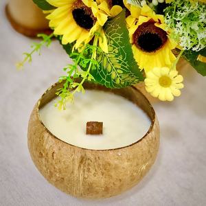 Bougies écologiques en coquille de noix de coco avec de la cire de soja naturelle, parfaites pour une ambiance chaleureuse, une décoration intérieure, la détente et un mode de vie durable - Product Image 3