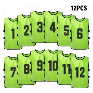 Custom Green Sublimated Team <b>Training</b> <b>Bibs</b> Vest With Number 1 Crew Neck Sleeveless Breathable Polyester Soccer <b>Training</b> <b>Bibs</b> - Product Image 6