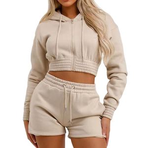 Shorts en polaire décontractés surdimensionnés pour femme avec logo, demi-manches, taille haute, respirants, collection automne-hiver 2026 - Product Image 2