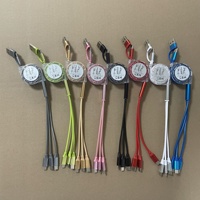 Cable USB Retráctil 5 en 1 con Logotipo Personalizado, Cable de Carga Rápida USB 4 en 1, Cable de Datos USB, Cable Cargador para Teléfono Móvil 6 en 1