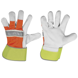 Gants de travail en cuir de vachette écologiques, doublés de coton, compatibles écran tactile, pour l'extérieur, robustes, pour la construction - Product Image 1