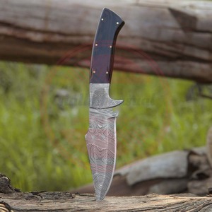 Hecho a mano de acero de Damasco hoja fija cuchillo rastreador de caza cuchillos de supervivencia al aire libre multifuncionales - Product Image 4